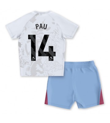 Aston Villa Pau Torres #14 Segunda Equipación Niños 2023-24 Manga Corta (+ Pantalones cortos)